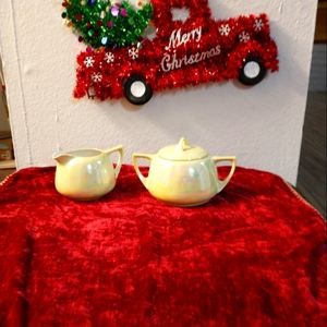 Vintage  D&B Lusterware sugar and creamer bowl set